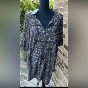 RYLLACE ANIMAL PRINT BOHO TASSEL TIE SHIFT DRESS PLUS SIZE 1X ❣️NEW